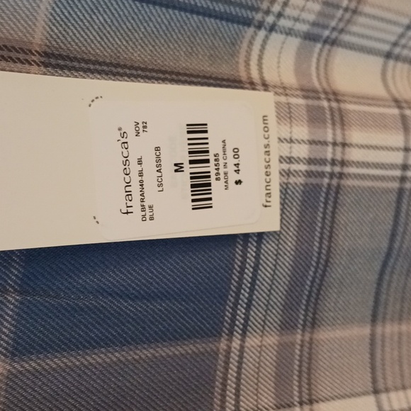 Francescas Collection, blue/gray plaid, long. Never worn, size Medium - Picture 3 of 5